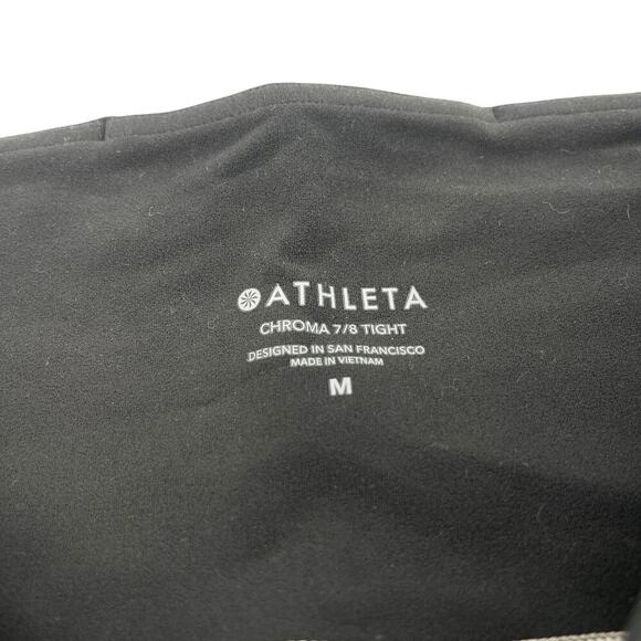 Athleta Chroma 7/8 Legging in Powervita Beige Black Criss Cross Waist M - Picture 10 of 12
